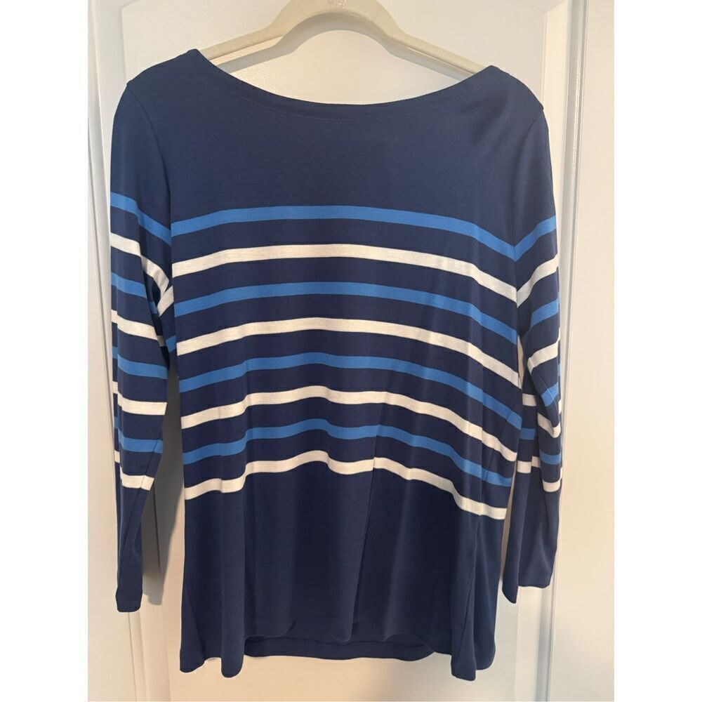 Vineyard Vines Women's Casual Knits Striped Boatneck T Shirt Delta Blue XL NWT